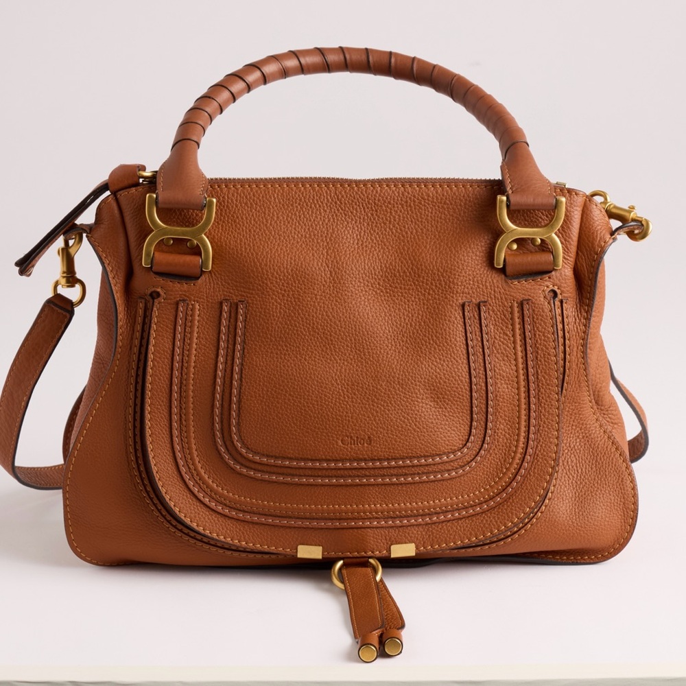 Chloe Marcie Tan Leather Shoulder Bag